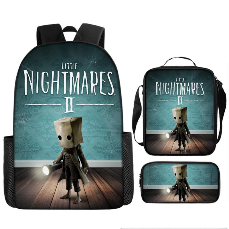 Little Nightmares Anime School Backpack Set Kids - 17 Inch Oxford Fabric Dual-Strap Bag With Crossbody Pouch Pencil Case