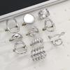 10pcs Set Vintage Old Coin Style Asymmetrical Open Ring For Women Fashion CCB Geometric Hollow Decor Rings Vacation Date Jewelry