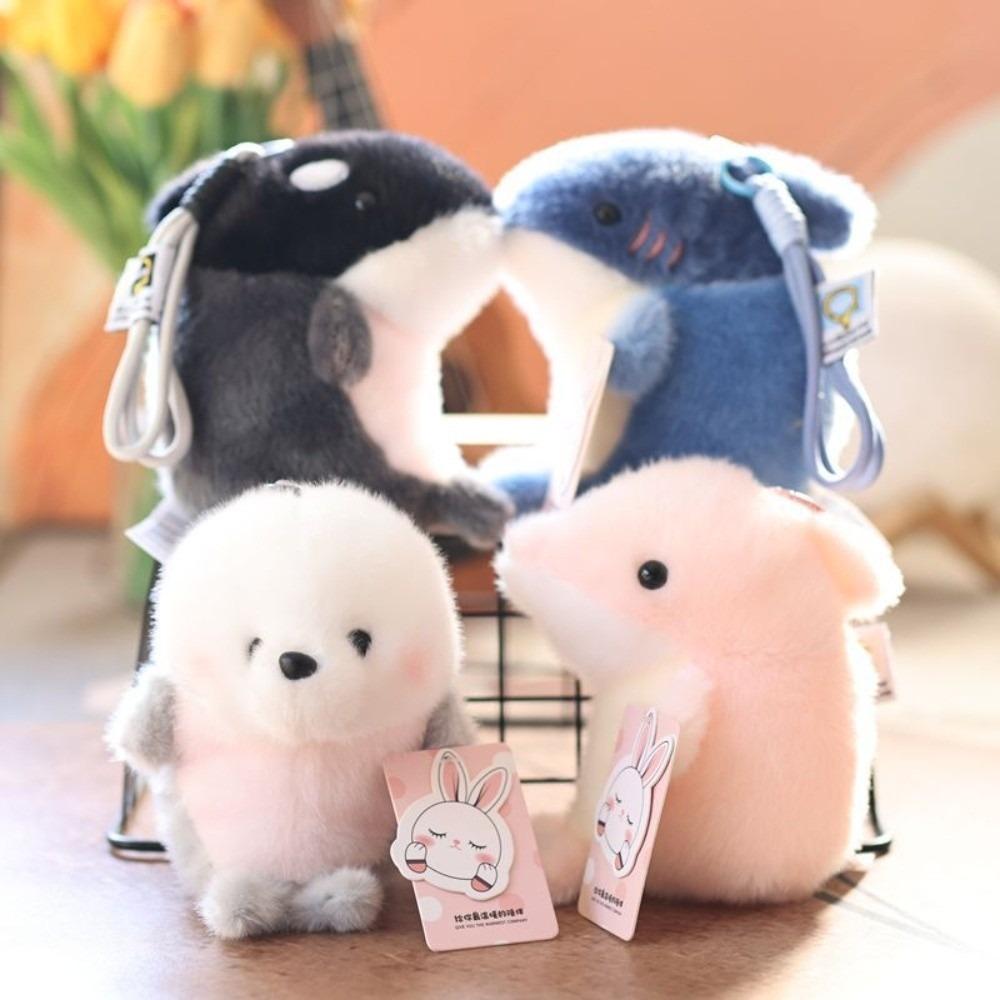 Marine Animal Plush Keychain Stuffed Animals Seal Key Chain Dolphin Bag Pendant  Home Desk Decor