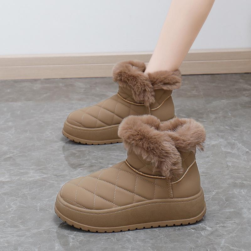 Женские 2024 новые женские зимние кашемировые утолщенные толстые подошвы короткие хлопковые туфли