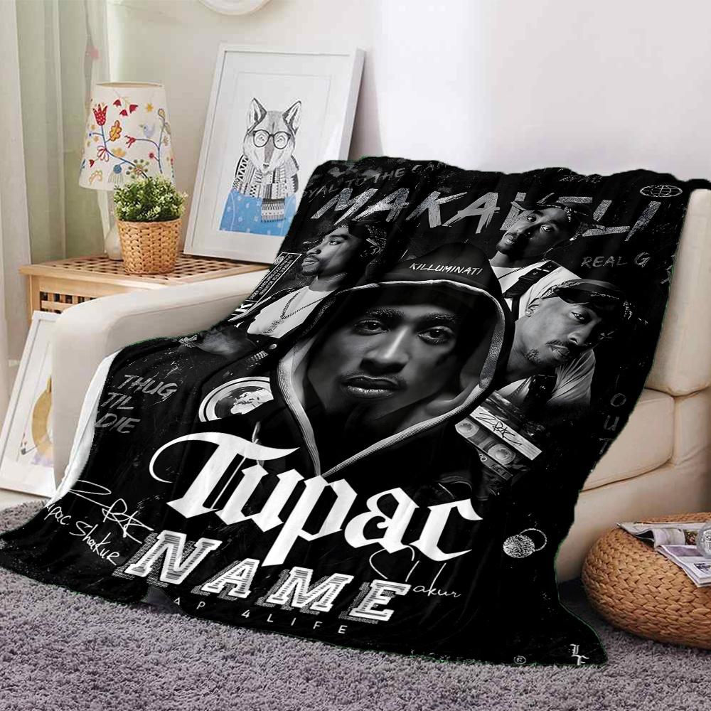 Tupac Makaveli Hoodie Portrait Four Seasons Blanket Customized With Your Name Lightweight And Warm Perfect Gift For Home Office Camping Sofa Travel