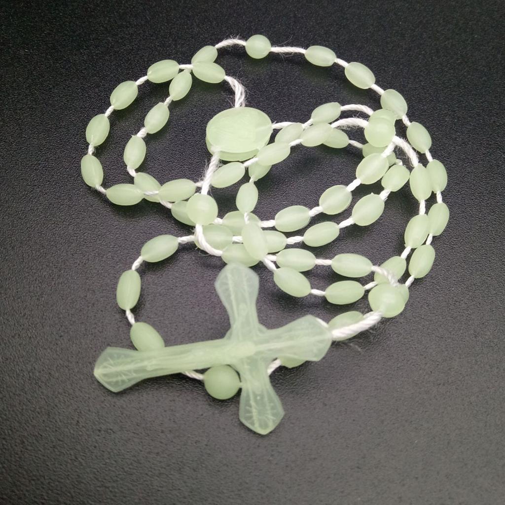 Светящееся католическое пластиковое ожерелье-четки, ожерелье, религиозный светящийся крест