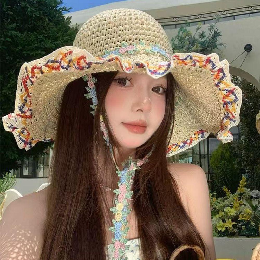 INS Woman's Straw Hat Breathable Sun Protection Cap Fashion Women's Sun Visor Hats Summer Season