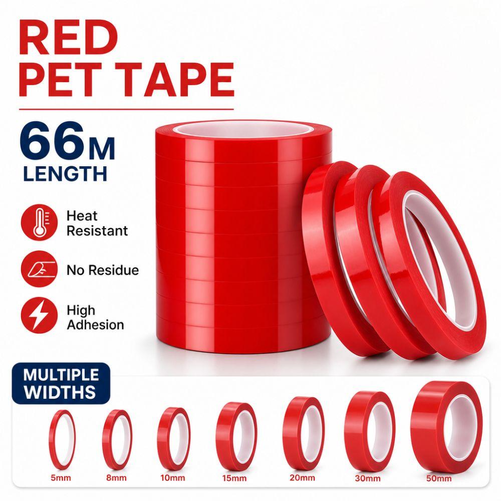 Red Marking Tape 66 Meters Adhesive Coded Tape High Insulate Marker Line Tape