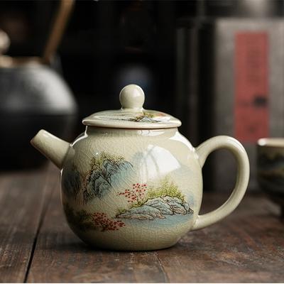 Пейзажный керамический чайник, винтажный чайник, набор для чайной церемонии, молочный улун, чайный галстук, Гуань Инь, антикварная чайная посуда с жасмином