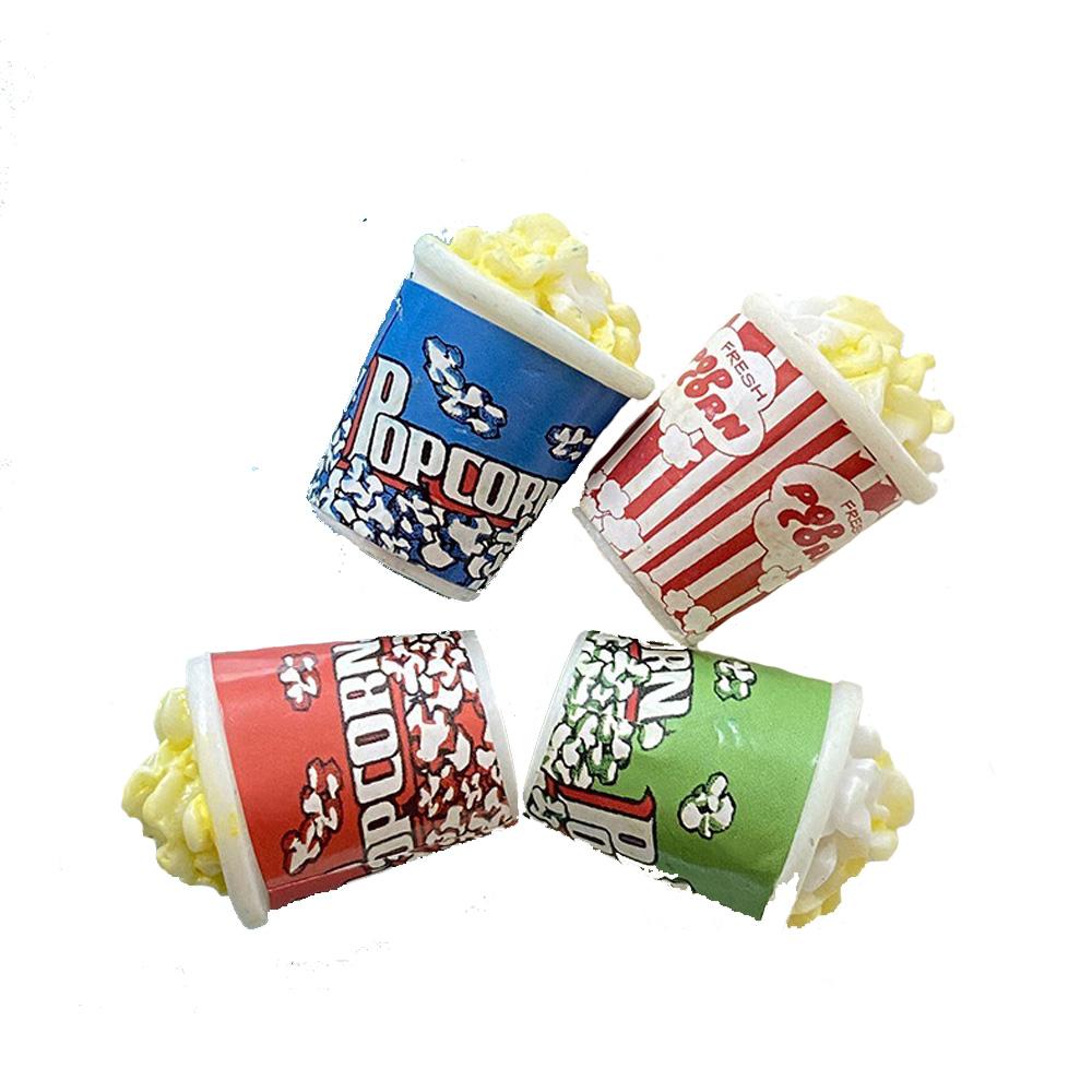 Simulation Resin Food 3D Popcorn Miniatures Key Ring Ornament Doll House Kids Toys Handmade Craft Accessory