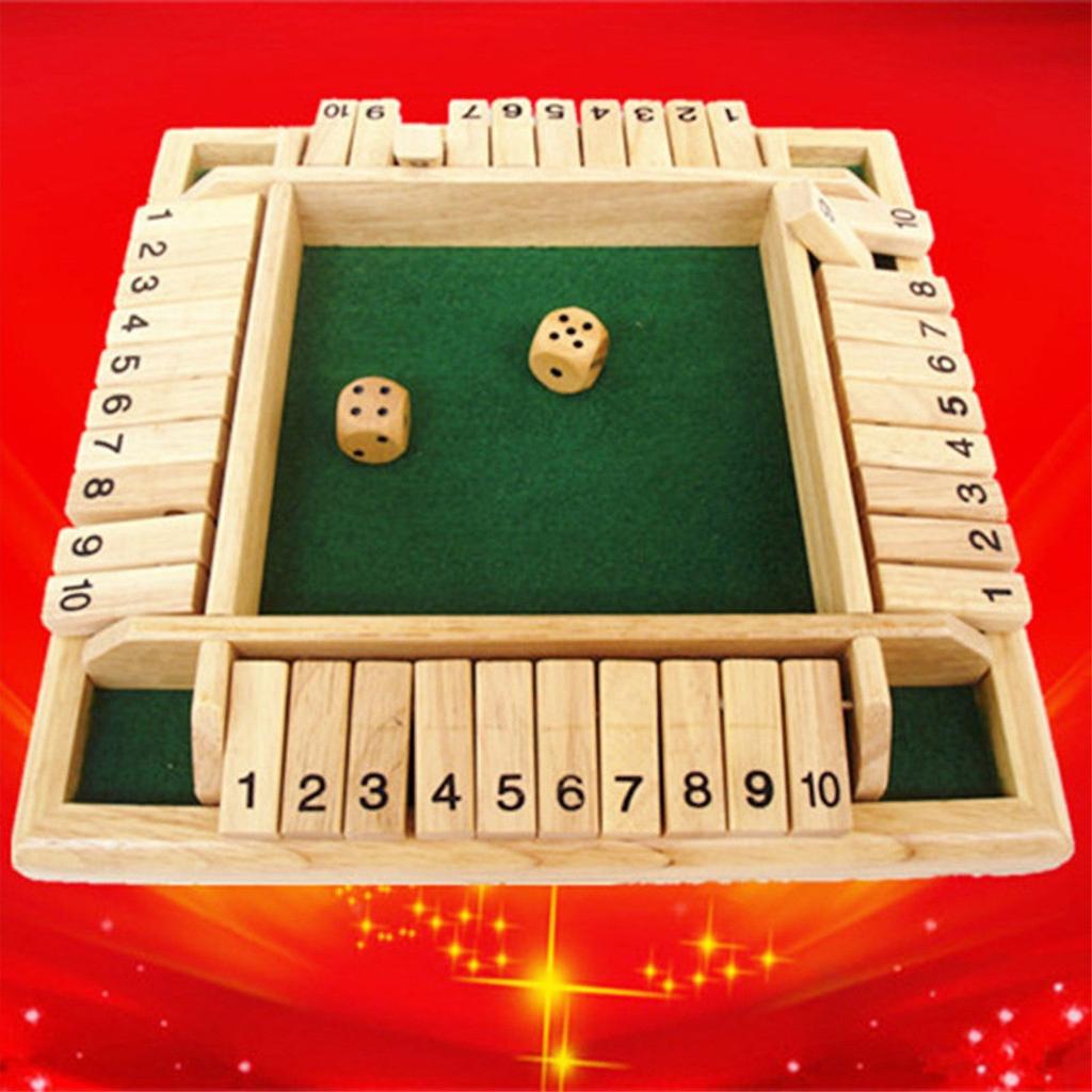 Shut The Box Wooden Mathematic Traditional Pub Board Dice Game Travel 4 Players