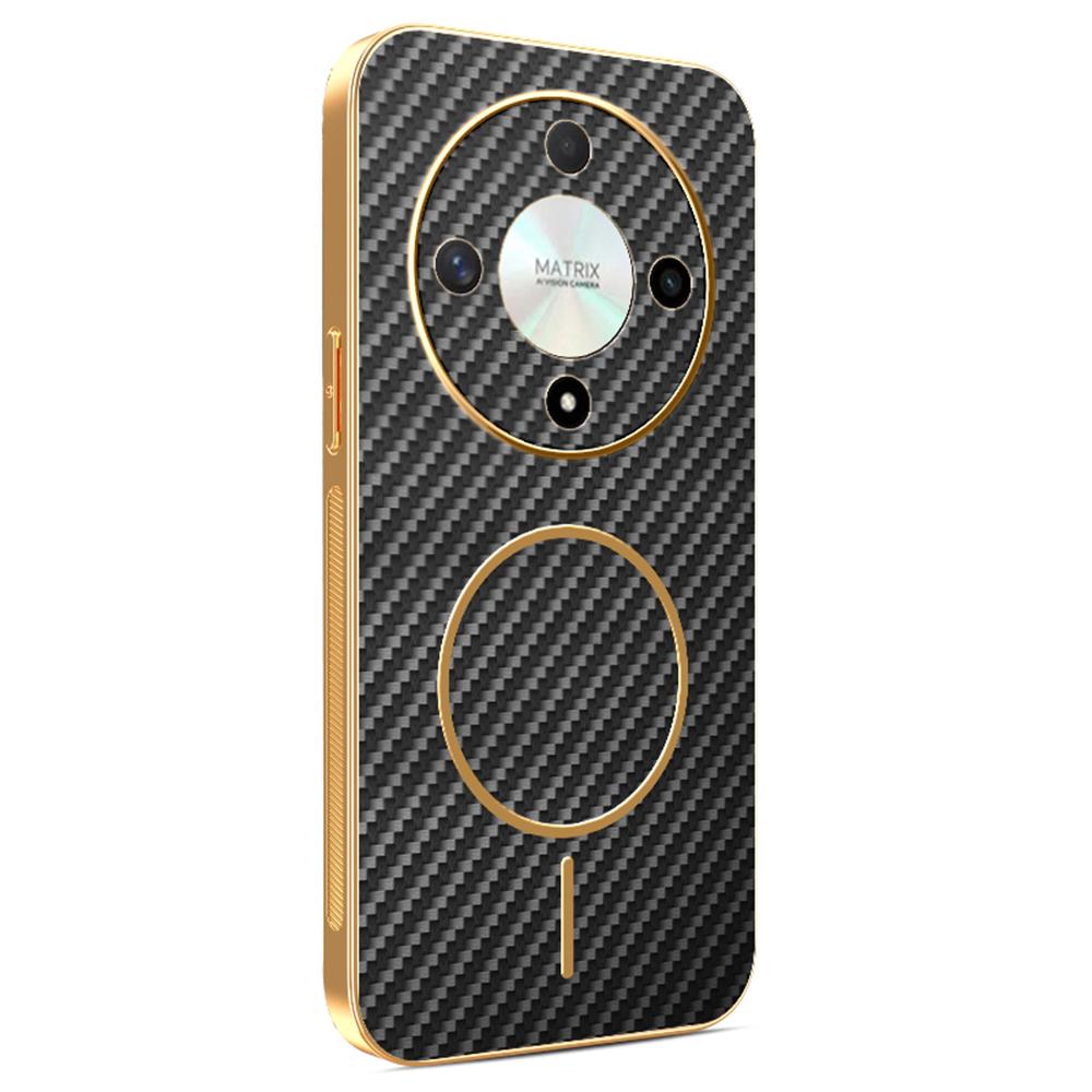 For Honor X9b 5G/Magic6 Lite 5G Phone Case Carbon Fiber Textured Electroplated TPU Back Cover