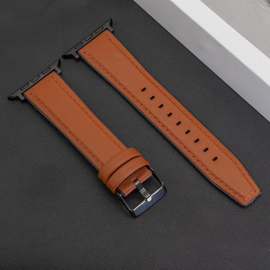 Кожаный ремешок для Apple Watch Band Ultra 2 49мм 46мм 44мм 45мм 42мм 41мм 40мм Браслет для Iwatch Серии 10 9 8 7 6 5 4 Correas