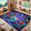 Mushroom Forest Theme Crystal Velvet Floor Rug Personalized Custom Name Text Warm Carpet Home Decoration