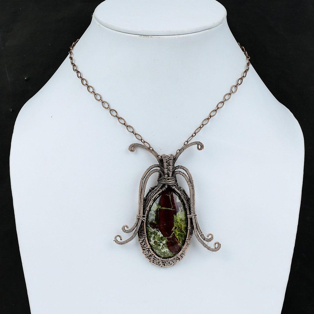 Подвеска из драконьего кровавого камня, обернутая медной проволокой, подвеска из драгоценного камня ручной работы, ювелирные изделия из медной проволоки, подвеска новейшего дизайна, подарки на помолвку