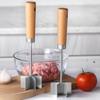 Мясорубка из нержавеющей стали Кухонный измельчитель Картофелемялка с деревянной ручкой Для приготовления еды Заготовки для еды Домашняя колбасная котлета