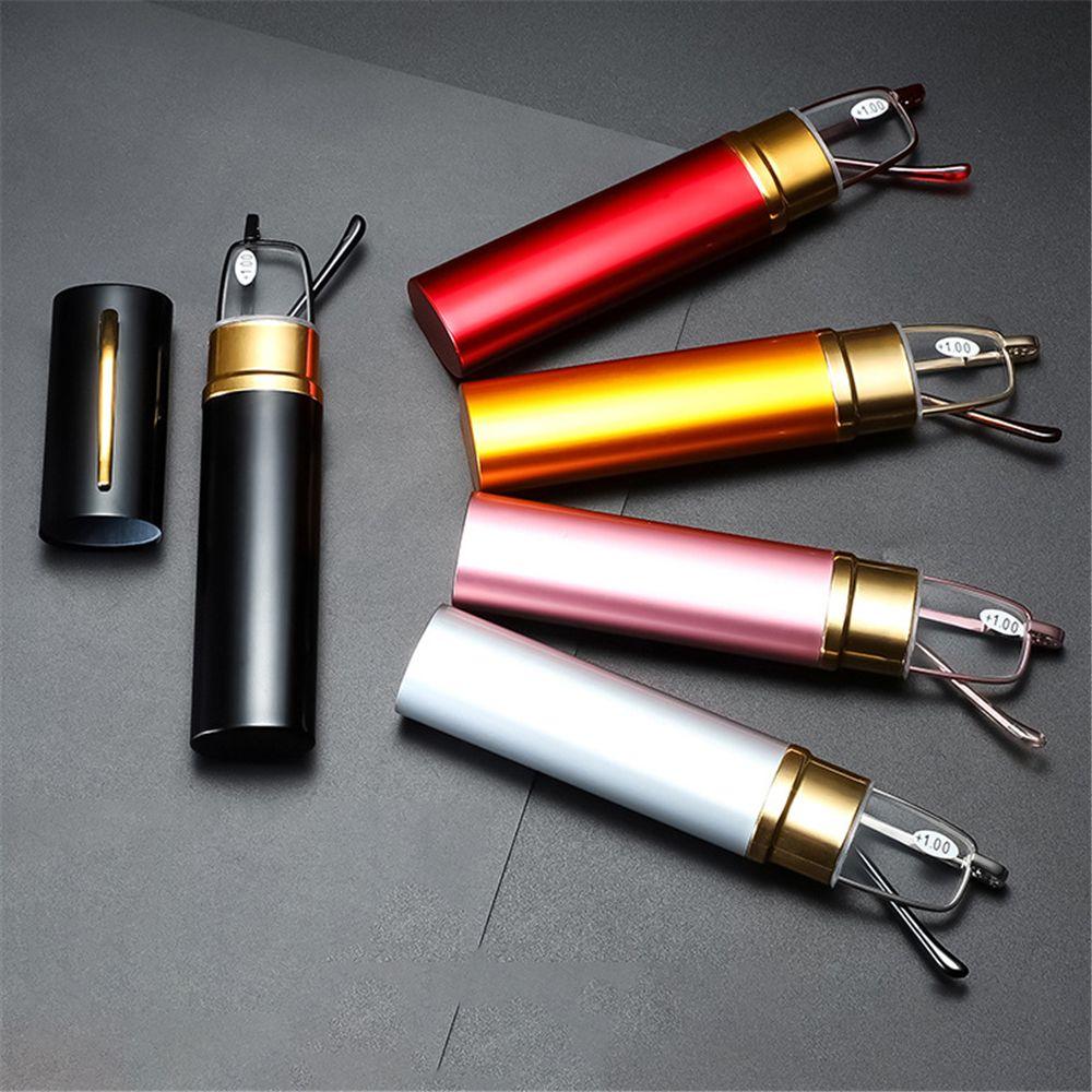 Strength +1.0~+4.0 Slim Portable Anti-blue Light Readers for Men Women Eyeglasses with Pen Clip Tube Case Reading Glasses