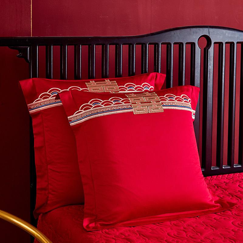 Атласный австралийский хлопок, жаккардовый свадебный комплект из четырех предметов плотностью 200, большой красный элитный роскошный свадебный комплект из нескольких предметов