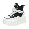 Fashion Women's High-top Canvas Boots, Rinse Boots, Wedge Heel Sneakers, Optical Soles, Ankle Boots, Spring and Autumn Fashion, 8 Cm
