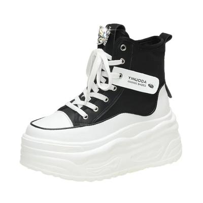 Модные женские высокие парусиновые ботинки, ботинки для дождя, кроссовки на танкетке, оптическая подошва, ботильоны, весенне-осенняя мода, 8 см