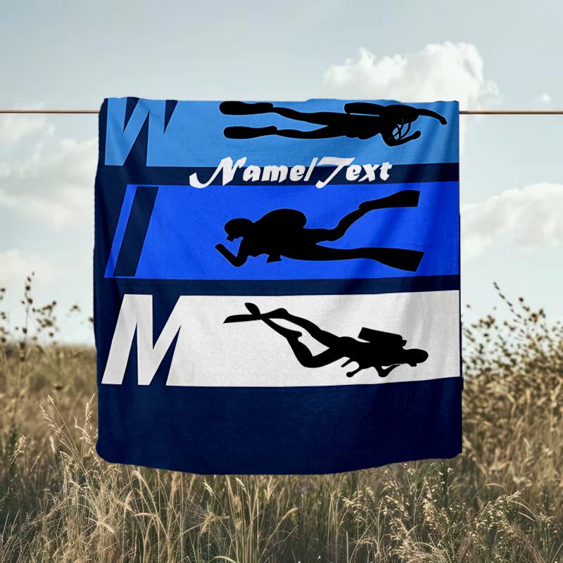 1PC Custom Name Underwater Adventure outdooor Flannel blankets Throw Blanket All-Season Throw Gift Bedspread for Couch, Bed, Camping Holiday Birthda