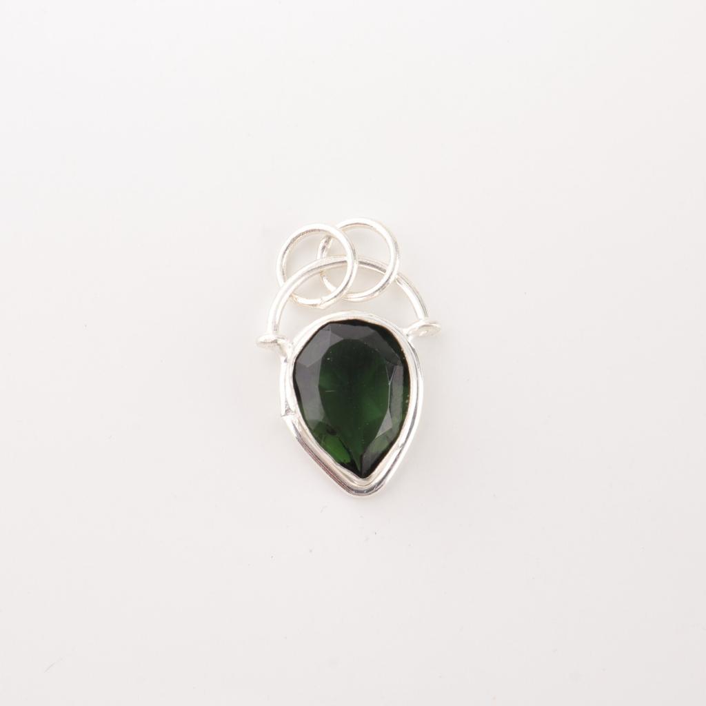 Green Tourmaline Gemstone 925 Sterling Silver Jewelry Handcrafted Pendant 1.01" PP-56-12