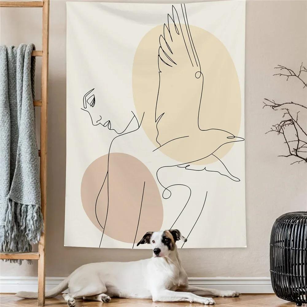 Абстрактные минималистские линии Декоративный гобелен Украшение стены дома Гостиная Офис Гобелен