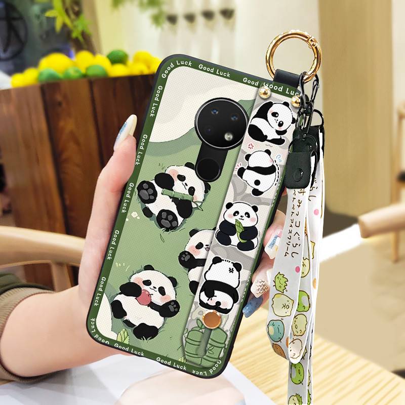 Wrist Strap Durable Phone Case For Nokia 6.2/7.2 Cartoon Fashion Design Waterproof Shockproof Panda Wristband Anti-dust