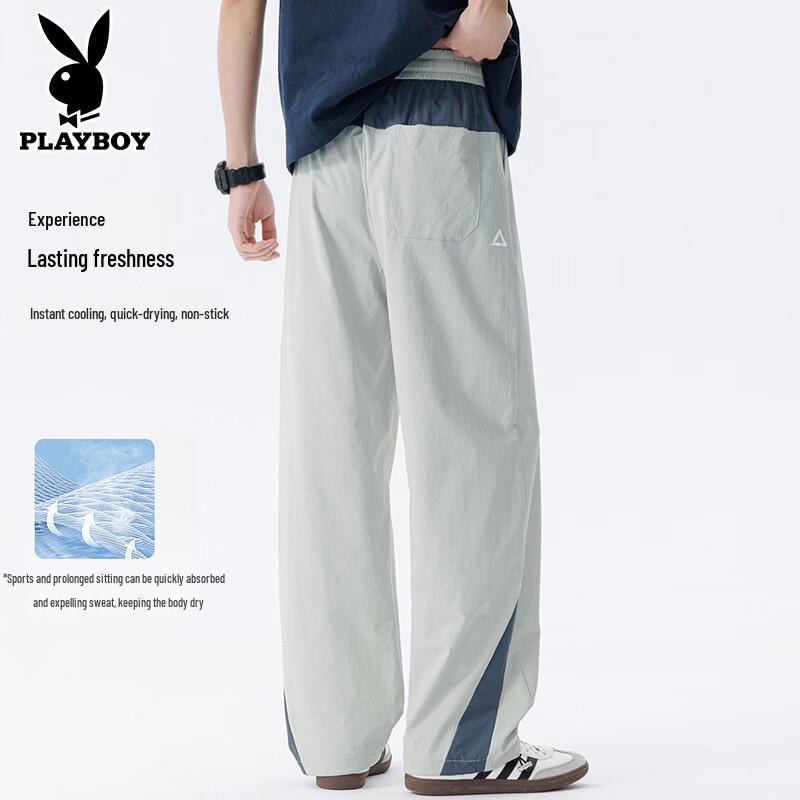 PLAYBOY Мужские летние свободные прямые повседневные брюки из ледяного шелка с быстрым высыханием