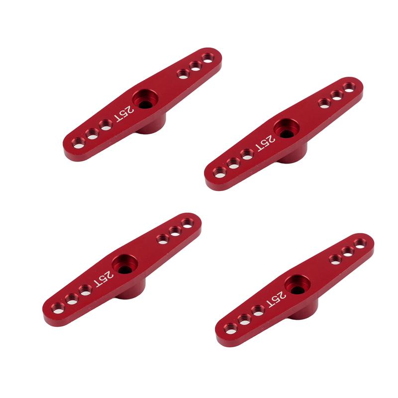 1/2/4PCS Red Aluminum Alloy Metal Servo Parts 3-hole Steering Arm 25T For Standard Servos 25T Metal Swing Horn Arm Accessories