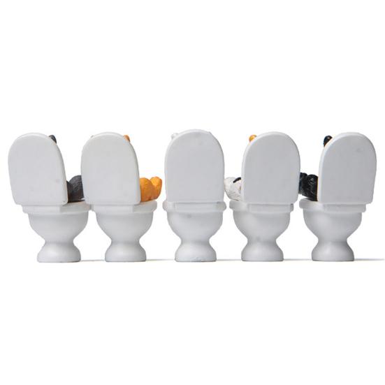 Funny Cat Figurine Spiritual Consolation PVC Vivid Appearance Toilet Series Cat Statue Party Supplies