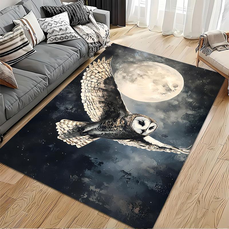 "Flying Owl with Full Moon" suitable as a non-slip mat for the living room or bedroom sofa