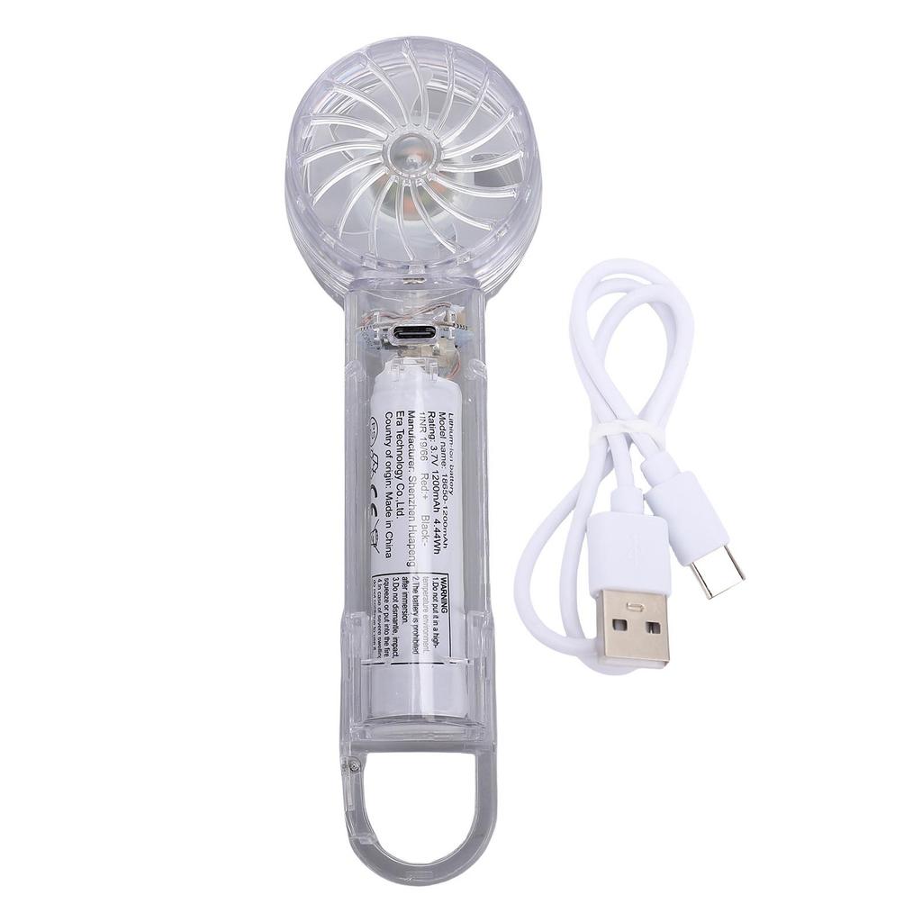 Handheld Mini Fan 3 Gear Speeds and Cooling Mode USB Ice Compress Transparent Outdoor Handheld Fan