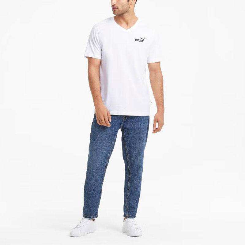 PUMA T Shirts Men's White V Neck Moderate Straight Fit 630562-02