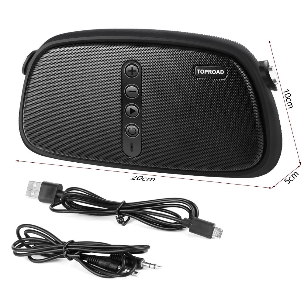 TOPROAD Портативный Bluetooth-динамик 12 Вт, беспроводной 3D-стереозвук, поддержка басов, FM-радио, AUX USB