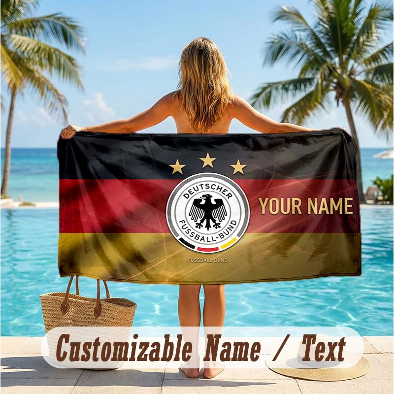 Custom Text Beach Towel, Soft Absorbent Swimming Multi-use TowelGermany national football team