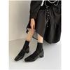 French Maillard Square Head Mary Jane Shoes 2025 Early Spring New Thick Heel One-word Buckle Single Boots Retro Women's Shoes
