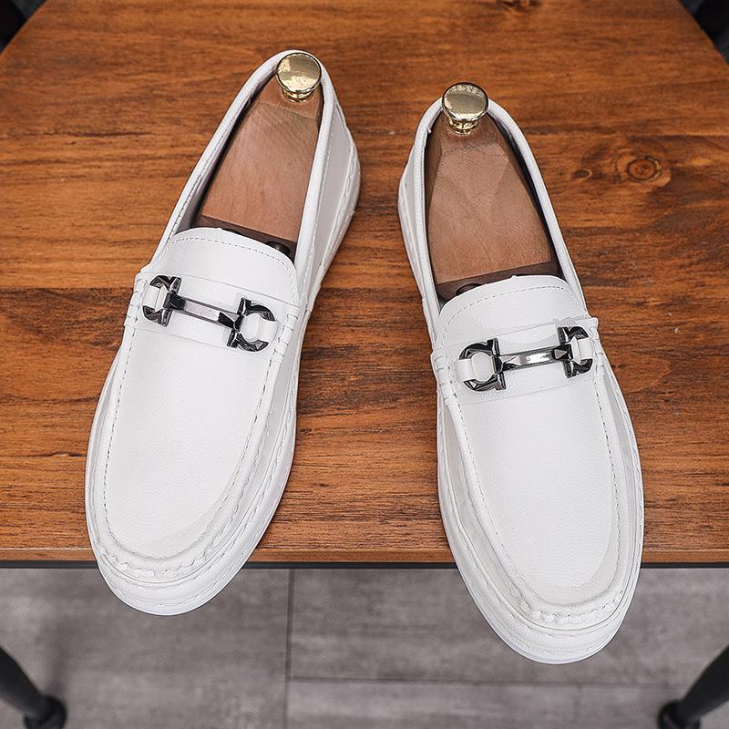 Повседневная кожаная мужская обувь с закрытой пяткой, мужская трендовая обувь на толстой подошве, увеличивающая рост, с мягкой подошвой, папины мужские туфли удобны и универсальны