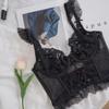 French underwear women's vest-style model with double breasts, sexy lace, beautiful back adjustment type, wearable bra set.