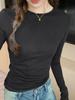 2024 Весна Осень Футболка Женские Топы Однотонные Облегающие Футболки С Длинным Рукавом O-Образным Вырезом Женская Повседневная Уличная Одежда Высокого Качества Базовые Футболки