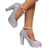 2025 Spring New Thick Heel Mary Jane Shoes Pearl High Waterproof Table One-word Buckle Bridal Shoes Fashion Square Head High Heel