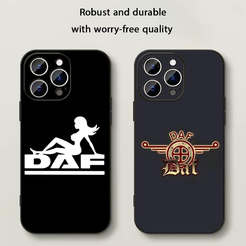 Логотип D-dafs логотип автомобиля модный узор Чехол для телефона Для iPhone 17 16 e 15 14 13 12 Plus Mini Pro Max Мягкий черный Ударопрочный чехол
