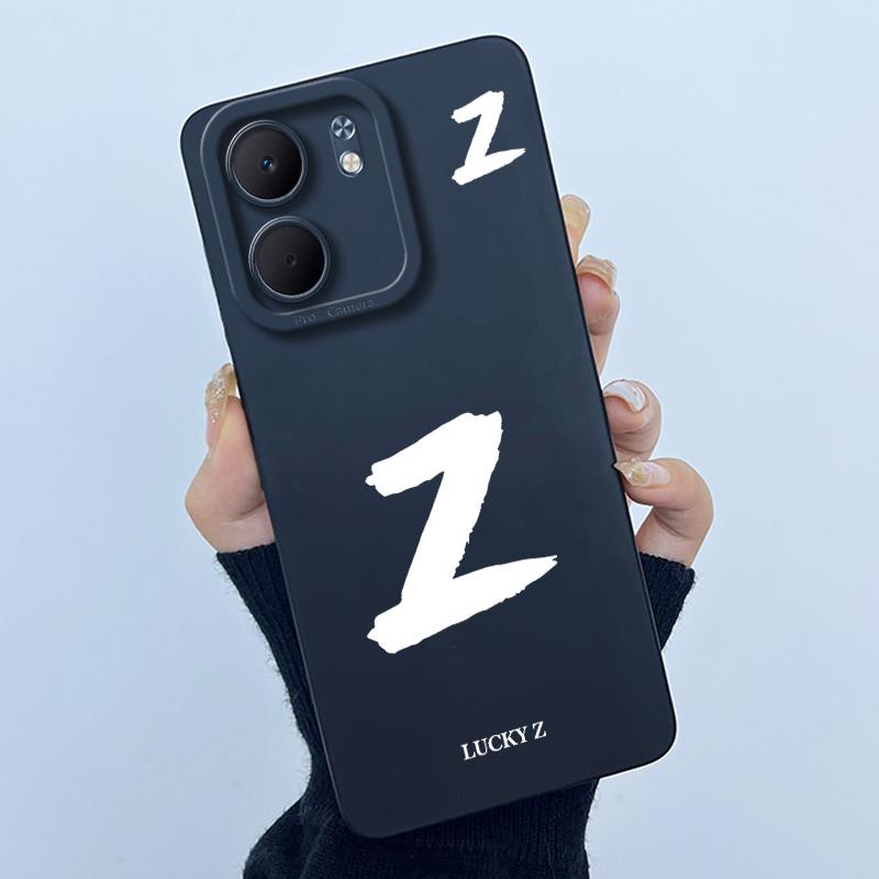 For OPPO A5x CPH2725 Cover Case Lucky Initial Letter Couple Silicone Soft Matte Phone Bumper for Oppo A5x 4G 5G 2025 Casing