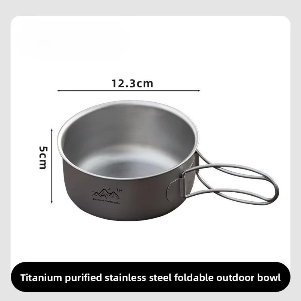 Foldable Handle Instant Noodle Bowl Titanium Cooking Bowl Portable Camping Pot Cooking Utensils