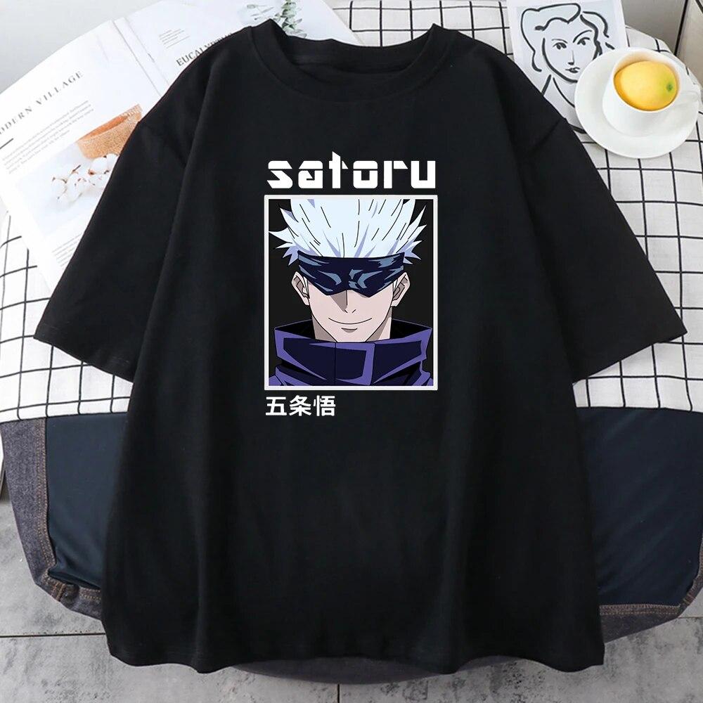 Футболки унисекс с принтом Gojo Satoru Jujustu Kaisen, уличная одежда с короткими рукавами, модная футболка в стиле хип-хоп, хлопковая футболка большого размера