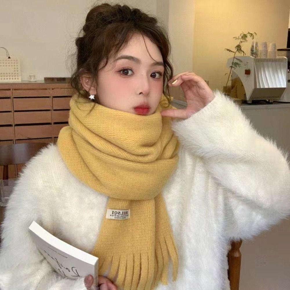 Warm Winter Cashmere Scarf Solid Color Shawl Wrap Fashion Long Tassel Scarves Women