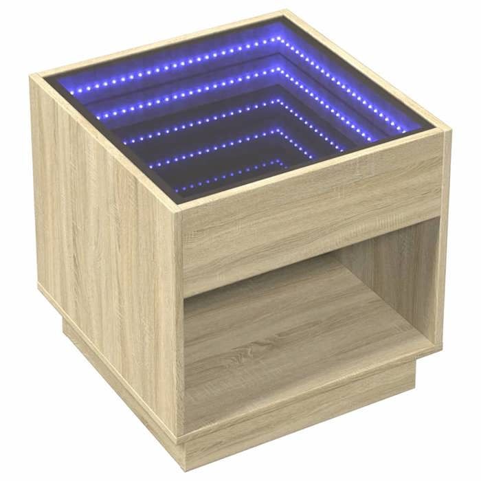 Table de chevet - Maison Exclusive - LED infini - Chêne sonoma - 50x50x50 cm