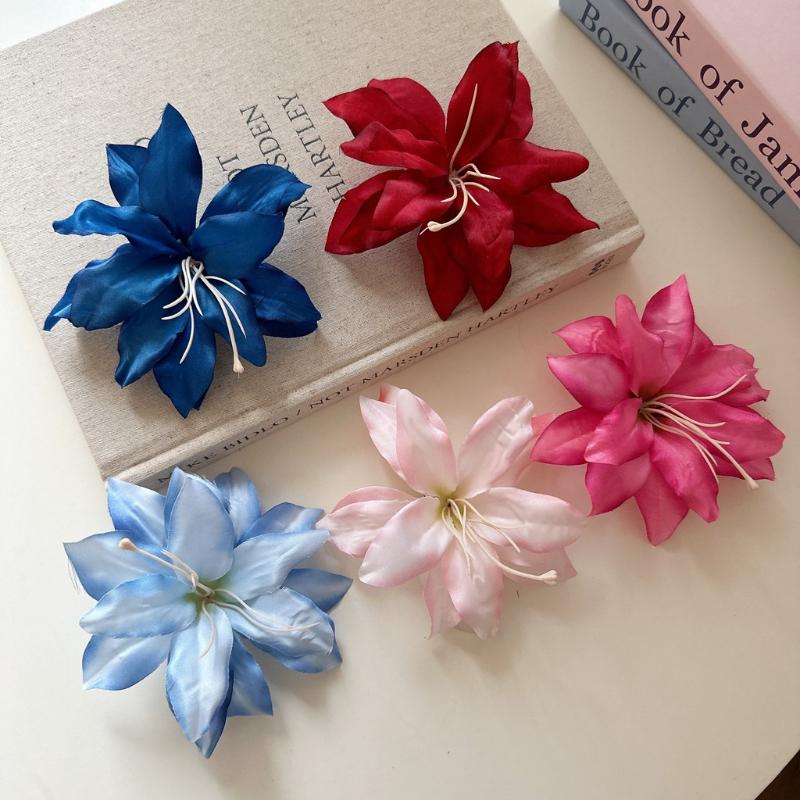 1PC Retro Lily Flower Hairpin Valentine Headwear Girl Aesthetic Side Clip Hair Accessories Artificial Floral Hair Clip Festival Gift