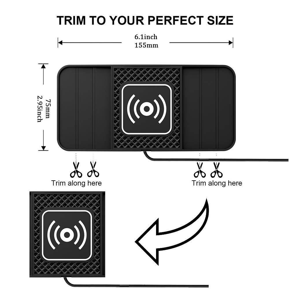 15W Fast Wireless Charging Pad Non-Slip Rubber Mat Lightweight USB-Powered Car Storage Phone Charger