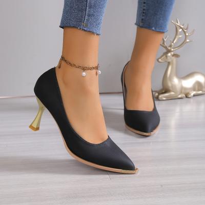Мода Лето Весна Вечеринка Женская Обувь 2025 Новая Мода Лаконичные Средние Высокие Каблуки Острый Носок Открытый Верх Тонкие Каблуки Женские Туфли-Лодочки