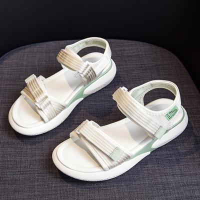 Спортивные сандалии на плоской подошве с липучкой, модные, с открытым носком, повседневные, пляжные туфли