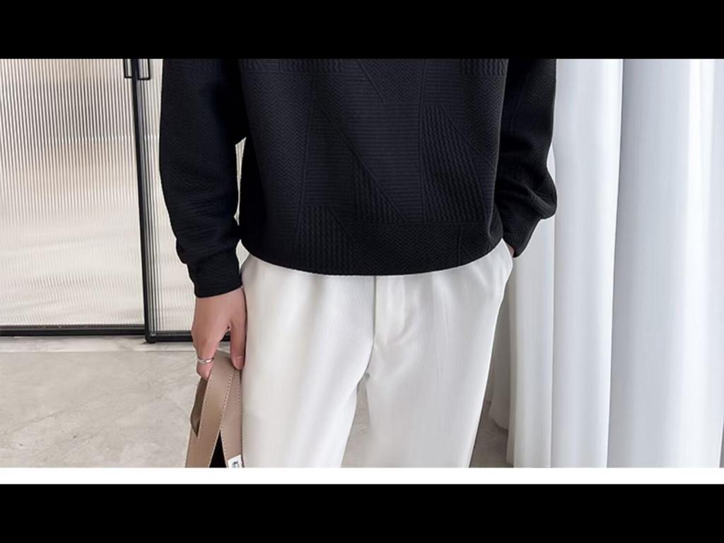 Men's 2023 Autumn/Winter Waffle Lapel Sweatshirt - Trendy, Versatile, Long-Sleeved Top