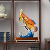 Aris & Juno Hand-Painted Copper Golden Arowana Sculpture with Coins, Traditional Chinese Wealth Symbol Statue, Feng Shui Office Desk Home Prosperity