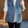 Autumn Elegant Women's Denim Vest Women Korean Plus Size Sleeveless Vest